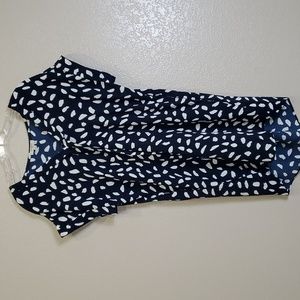 Umgee Speckled V-Neck Tunic Dress Large Navy